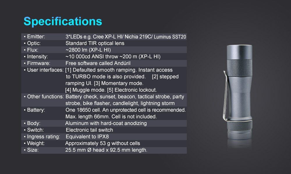 美品】LUMINTOP FW3A 懐中電灯 SS-Nichia FW3A (Discontinued) - Lumintop