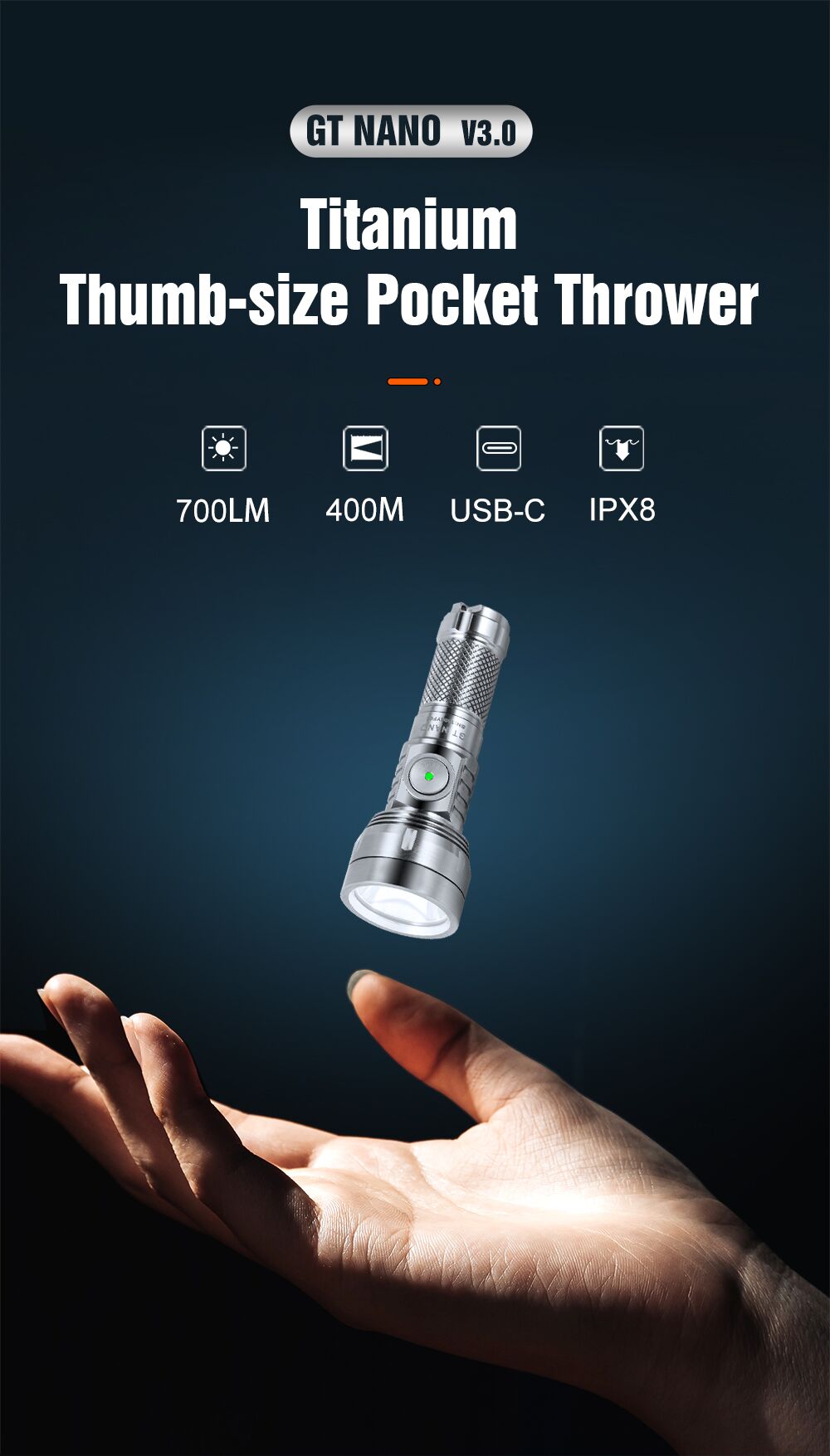 チタン　lumintop GT nano version3 照射距離400m GT Nano 3.0 Titanium - Lumintop