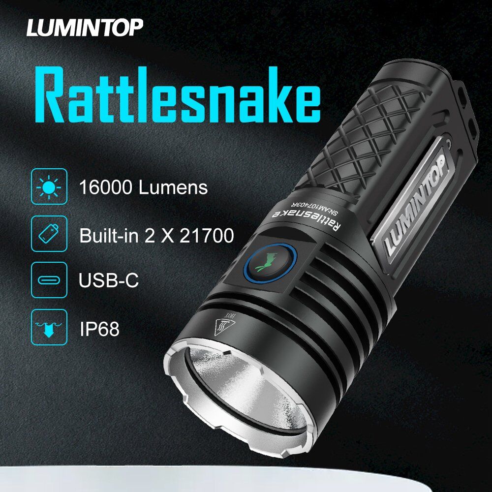【値打ち品】Lumintop小型充電式ハンディライト16000lm(Rattlesnake) ライト・ランタン